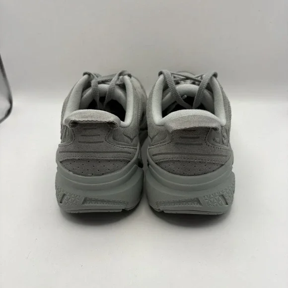 Hoka One One Men 8.5 Women's 9.5 Clifton L Suede Limestone Grey Running Shoe